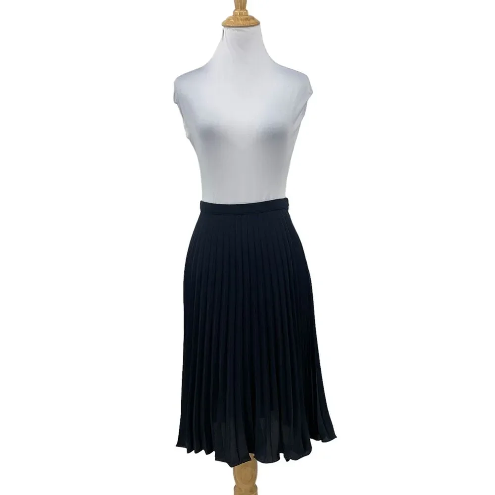 Michael Kors Accordion Skirt Womens 0 Semi Sheer Knee Length Pleated Unlined